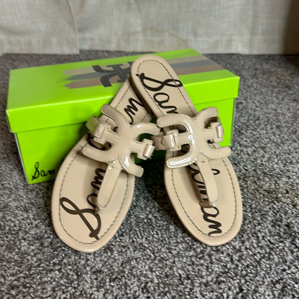 Sam Edelman Beige Patent Leather sandals